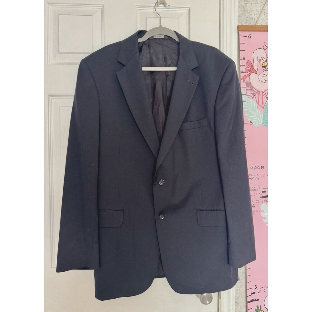 Jos.A Bank 100% Wool Navy Gordon Mens Blazer Size 44LG Two Buttons Sport Coat
